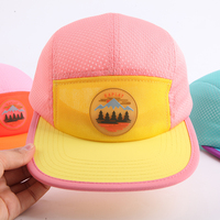 Gorra de 5 Paneles con Logotipo Personalizado, Visera Plana, Sin Estructura, Cierre a Presión, Gorra de Campamento con Orificios Cortados con Láser, Gorra de 5 Paneles para Niños con Tu Propio Logotipo