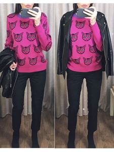 High Quality Runway Designer <strong>Cat</strong> Print Knitted Sweaters Pullovers <strong>Women</strong> Autumn Winter Long Sleeve Harajuku Sweet <strong>Jumper</strong> C-054 - Product Image 4