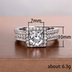Anello di Fidanzamento con Zircone Quadrato e Rotondo per Donne, Elegante Gioiello da Dito alla Moda - Product Image 5