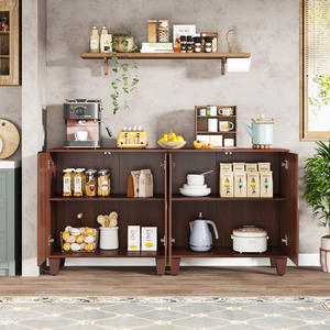 Tribesigns 2024ตู้เฟอร์นิเจอร์ไม้สีน้ำตาลชนบทขนาด140ซม. ห้องครัวบุฟเฟต์สำหรับห้องนั่งเล่นห้องรับประทานอาหาร - Product Image 4