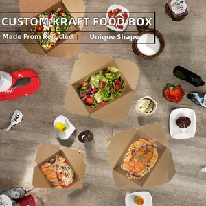 Custom Printed Recycled Kraft Paper Food Packaging <b>Box</b> with Varnishing Handle 3mm Thickness Custom Shape for Fried Chicken - Product Image 2