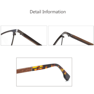 Mới nhất siêu nhẹ kinh doanh của nam giới kim loại kính quang học khung bằng gỗ đền vuông khung kính quang học 2023 - Product Image 5