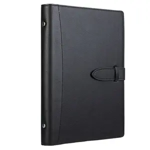 Deli 22801 Black Leather notepad advanced brief office business conference book 16K 100-sheet notebook 48pcs Per Carton Set