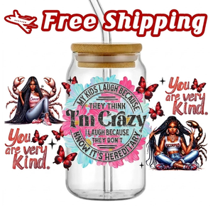 Free Shipping Hot Sale Black Girl Zodiac Scorpio Cancer Cold Transfer Sticker for Cup Heat Transfer Printing - Product Image 1