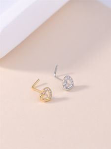 Lot de 20 clous de nez en forme de L CZ, petit cœur, couleur or et argent, piercing de nez pour femmes et filles, bijoux narines mignons, vente en gros, 1 pièce - Product Image 6