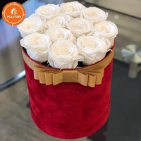 Échantillon disponible, arrangements floraux de luxe en velours rose rond personnalisés, emballage cadeau pour maman, boîte à fleurs