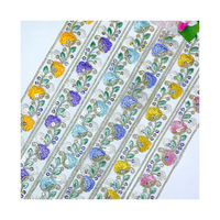 LEIXUSI 3,2 cm Bordure en dentelle florale style ethnique, ruban brodé multicolore pour accessoires de robe victorienne DIY