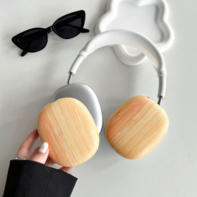 Wooden Pattern Case Compatible With Airpods Max Headphone Case Full Protective TPU Cover Anti-Fall Earphone Case Ear Cups Cover