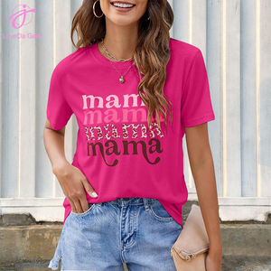 Loveda Venta al por mayor Verano Mujer Día DE LA MADRE <span class=keywords><strong>MAMA</strong></span> Carta Imprimir Poliéster Cuello redondo <span class=keywords><strong>Camiseta</strong></span> - Product Image 5