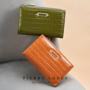 Pierre Loues Women's Short Leather <b>Wallet</b> Pink Crocodile Pattern <b>Card</b> <b>Holder</b> Portable Everyday Use - Product Image 2