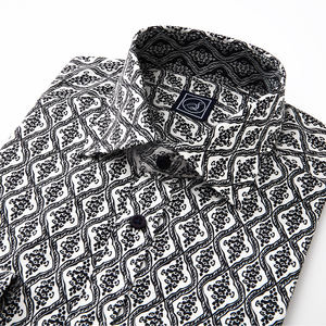 Chemise décontractée pour homme à manches longues, col rabattu, en popeline, 100 % coton, imprimée numériquement, écologique, collection automne - Product Image 1