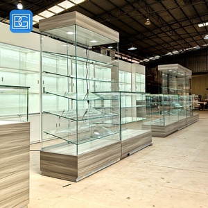 ויטרינת תצוגה לחנות קמעונאית, מדפים שקופים, בסיס עץ, ארון תצוגה שקוף איכותי למוצרים - Product Image 5