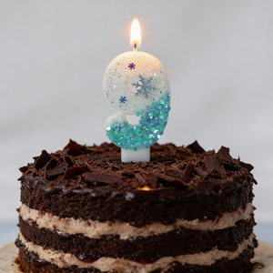 Bougies d'anniversaire en forme de flocon de neige brillantes, numéros de 0 à 9, faites à la main en cire de paraffine non parfumée, décoration de gâteau de fête pour Pâques, Halloween - Product Image 4