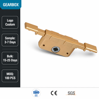 Boîtier de serrure multipoints 24,8 mm à course libre, finition dorée, base 129 mm, compatible avec fenêtres UPVC et aluminium