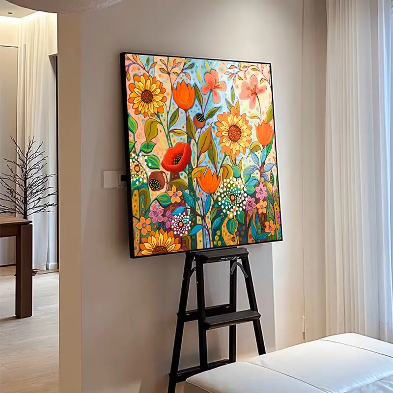 Precio al por mayor, pintura de flores de alta calidad, pintura artística impresa en lienzo con marco para la decoración moderna del hogar de la sala de estar