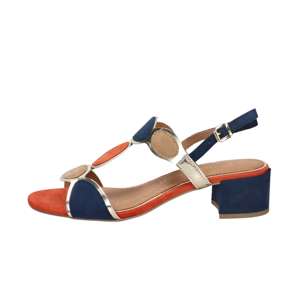 Marco Tozzi Women's <b>Heeled</b> <b>Sandal</b> 4 Cm <b>Blue</b> Beige Size 36 37 38 39 40 41 - Product Image 1