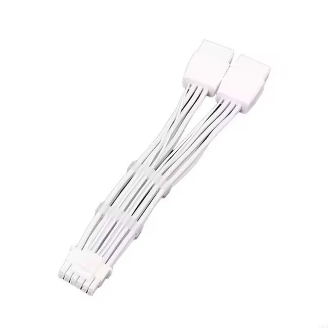 PCIE5.0 16Pin Male to 2X8Pin Female GPU Cable Perfect For White Themed PC Build