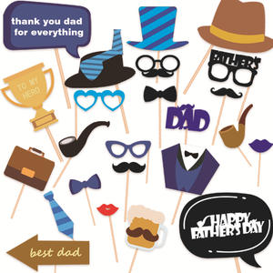 25 pièces de fournitures de décoration de fête jetables écologiques de luxe sur le thème de la fête <span class=keywords><strong>des</strong></span> pères, accessoires photo en papier amusants pour l'anniversaire de papa - Product Image 1