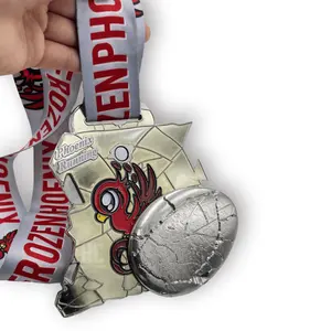 20 Jaar Fabriek Custom Zinklegering 3d Zacht Email Vergulde Metalen Sport Marathon Medaille Ei Incuberen Feniks Lopen