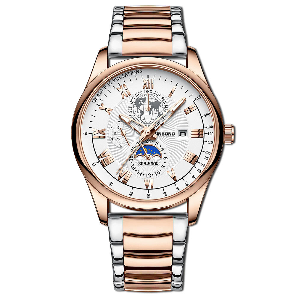 สีเงินและสีโรสโกลด์ - สายเหล็กสีขาว