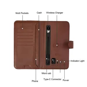 PU 가죽 다기능 지갑 카드 케이스 무선 충전 파워뱅크 지갑 - Product Image 6