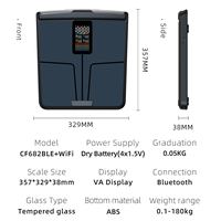 Balance connectée intelligente à écran numérique en verre, alimentée par batterie, avec Wi-Fi et connectivité à huit points, capacité de 180 kg, idéale pour la salle de bain