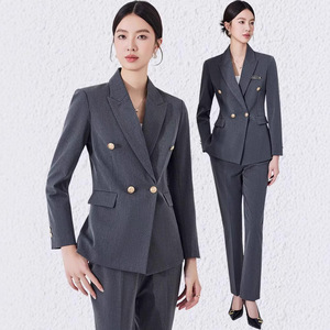 Women's Black Suit Set Polyester Worsted Full Sleeve Anti-Wrinkle Office Lady Spring Formal Wear - Product Image 2