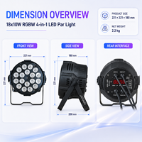 Projecteur PAR de scène 18 LED RGBW à mélange de quatre couleurs IP65 avec contrôle DMX512/activation sonore, intensité variable pour DJ, fêtes, mariages, concerts