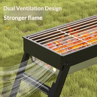 Barbecue portable d'extérieur en acier inoxydable à allumage rapide, compact, à charbon de bois, 5 couches épaissies, pliable