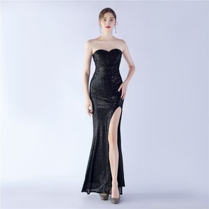 Robe de soirée blanche à paillettes pour femmes, robe maxi formelle à fente haute, taille XL, robe de soirée tube pour jeunes femmes, livraison directe - Product Image 2