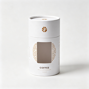 Biodegradable Round <b>Cardboard</b> Tube With Display Window Custom Design <b>Box</b> For Coffee Bean Daily <b>Storage</b> - Product Image 1