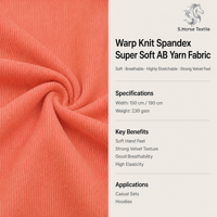Tissu extensible 92% polyester 8% élasthanne, tricot warp ultra doux, mélange popcorn, côte bulle, poids moyen 260 GSM pour