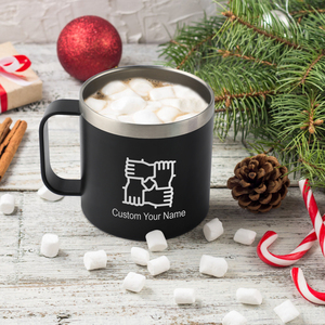 Mug à café en acier inoxydable gravé avec logo personnalisé de 14 oz, tasse à double paroi isolée sous vide avec poignée, cadeau personnalisé pour l'équipe ou l'amitié - Product Image 3