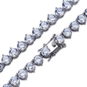 Hip Hop <span class=keywords><strong>maschio</strong></span> 3mm 4mm 3 Claw Tennis Chain <span class=keywords><strong>collana</strong></span> gioielli ottone <span class=keywords><strong>collana</strong></span> da Tennis placcata Color oro/argento - Product Image 6
