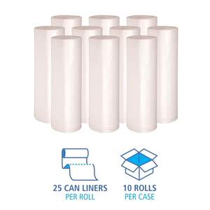 Rouleaux de sacs poubelle industriels sans mandrin Boardwalk 45 gal 16 microns 40x48 naturels 25 sacs/rouleau 10 pièces - Emballage haute densité - Product Image 3