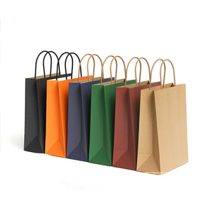 Bolsa de compras reutilizable con logotipo en color de tamaño personalizado, materiales reciclados, papel Kraft impreso en flexografía para negocios de ropa de supermercado - Product Image 1