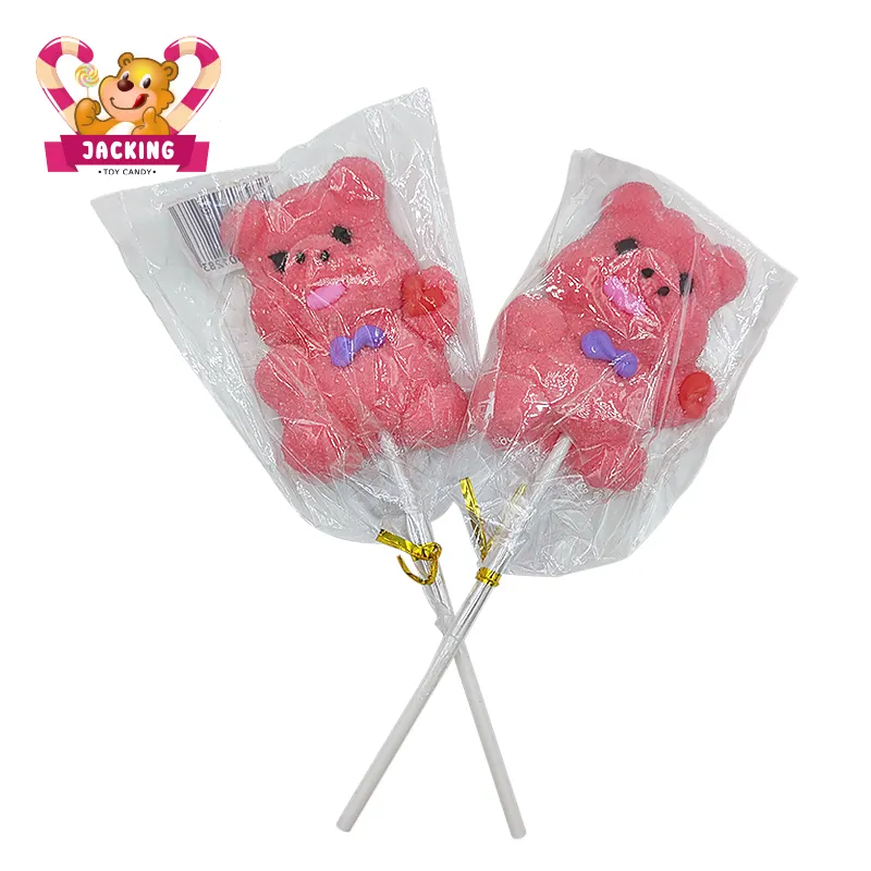 2023 Halal wholesale colorful pink pig marshmallow lollipop candy