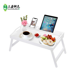 Bandeja de bambú para cama, bandeja plegable para regazo, bandeja para desayuno, soporte ajustable para portátil al por mayor - Product Image 3