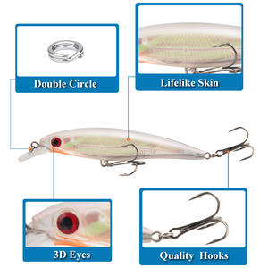 Leurre Minnow Ytqhxy 11,2 cm 13,2 g, Appât de surface pour la pêche au bar, avec sonnette, ensemble de leurres durs - Product Image 4