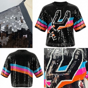 Nouvelle Blouse Noire à Paillettes San Antonio pour Femmes – Mode Luxe, Fan de Basketball, Antonio Fiesta, Tops Amples à Paillettes - Product Image 4