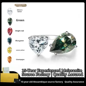 Кольцо XH Cross-Border из серебра S925 с платиновым покрытием, с муассанитом, геометрической формы, 2+4 карата, с двумя камнями, разноцветное, обручальное - Product Image 2