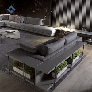 Conjunto de sofás de esquina modulares para sala de estar, sofás de tela en forma de <span class=keywords><strong>L</strong></span>, con librería - Product Image 2
