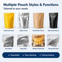 Sachet refermable personnalisé imprimé et gaufré avec fenêtre, en LDPE recyclable et écologique de 0,4 mm, pour emballage alimentaire, OEM