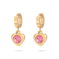 Mode coeur cubique Zircon boucles d'oreilles goutte 18K plaqué or en acier inoxydable suspendus pendentif boucles d'oreilles bijoux femmes