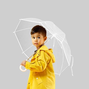 Waterproof Stick Lightweight Auto Open <b>Umbrellas</b> Transparent 19 Inch Kids Clear <b>Umbrella</b> with Easy Grip Curved Handle - Product Image 3