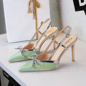 Escarpins sexy en cuir véritable satiné, ornés de strass, à talon chaton, légers et confortables, à bout pointu et talon bas - Product Image 1