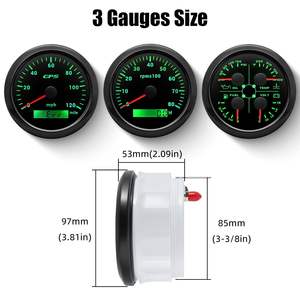 Conjunto de 3 Medidores Automotivos de 85mm com Velocímetro GPS e Tacômetro, Medidor Náutico 4 em 1 com Nível de Combustível/Temperatura da Água/Pressão do Óleo/Voltímetro em 7 Cores - Product Image 3