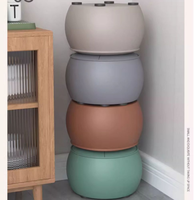 Taburete otomano redondo moderno 31cm diámetro 28cm altura Napa cuero grano superior PU cuero reposapiés puf para sala de estar sofá lateral