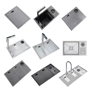 Évier <span class=keywords><strong>de</strong></span> cuisine double cuve en acier inoxydable noir fait main avec robinet moderne <span class=keywords><strong>de</strong></span> luxe, grand format, épaisseur personnalisée, garantie 3 ans - Product Image 5