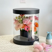 Boîte d'emballage de fleurs Offre Spéciale boîte-cadeau de fleurs ronde transparente portable pour la Saint-Valentin pour paquet de bouquet
